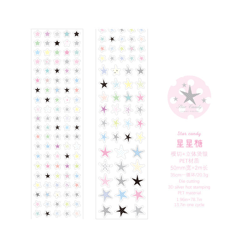 Muanuan Diary Series Die Cutting Silver Stamping PET Tape