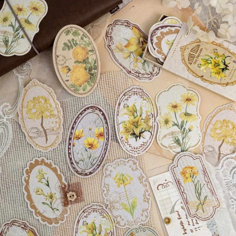 Boîte d'autocollants floraux vintage Blossom Archive