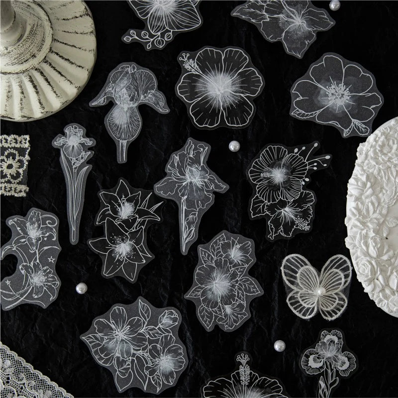 Moonlit White Garden Flower Sticker Pack