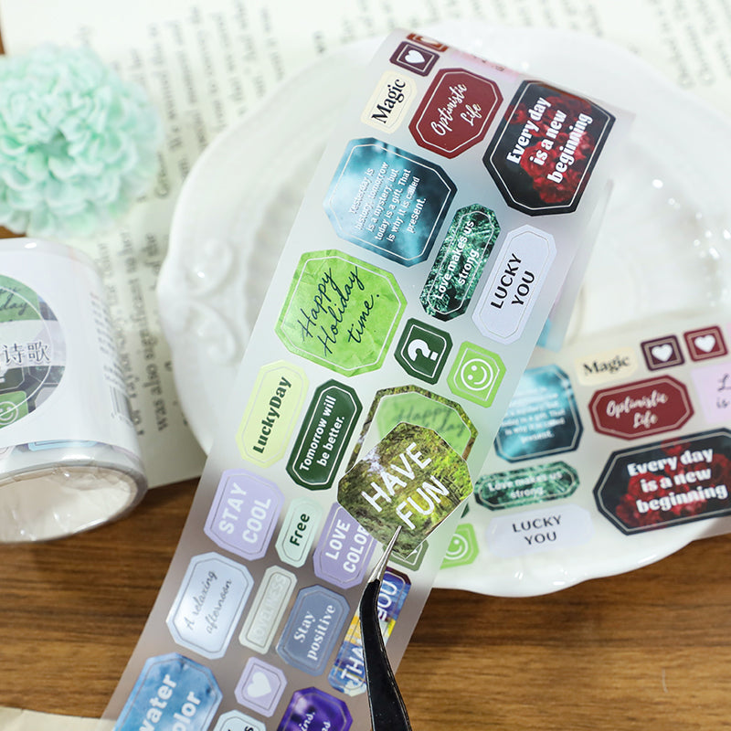 Life Poem Die Cutting Fog PET Tape for journaling, scrapbooking and collage