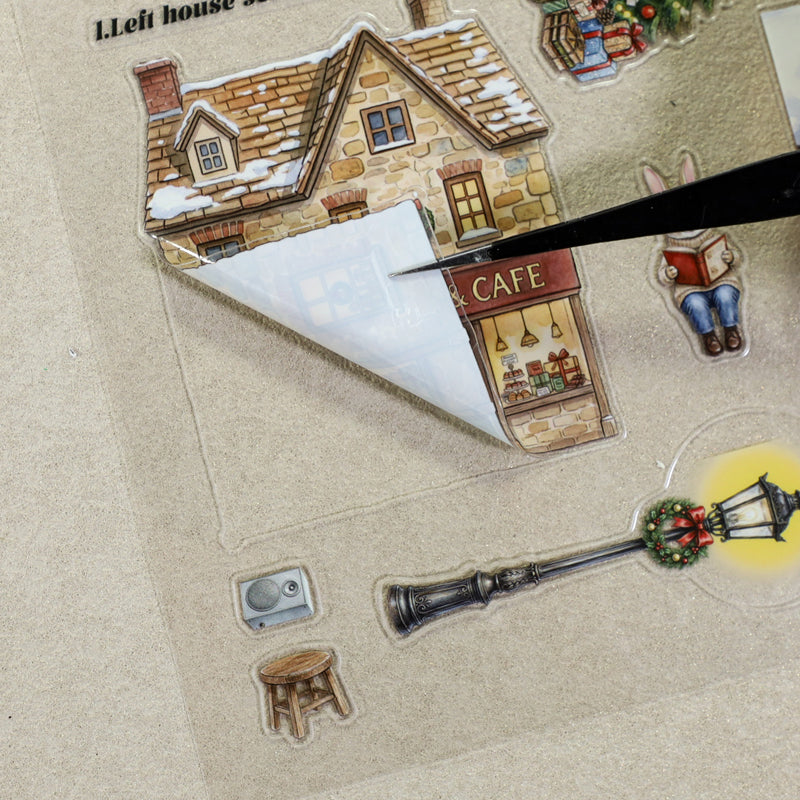 Winter Woodland Bunny Realm 3D Sticker Book featuring book designs for journaling, scrapbooking and collage
