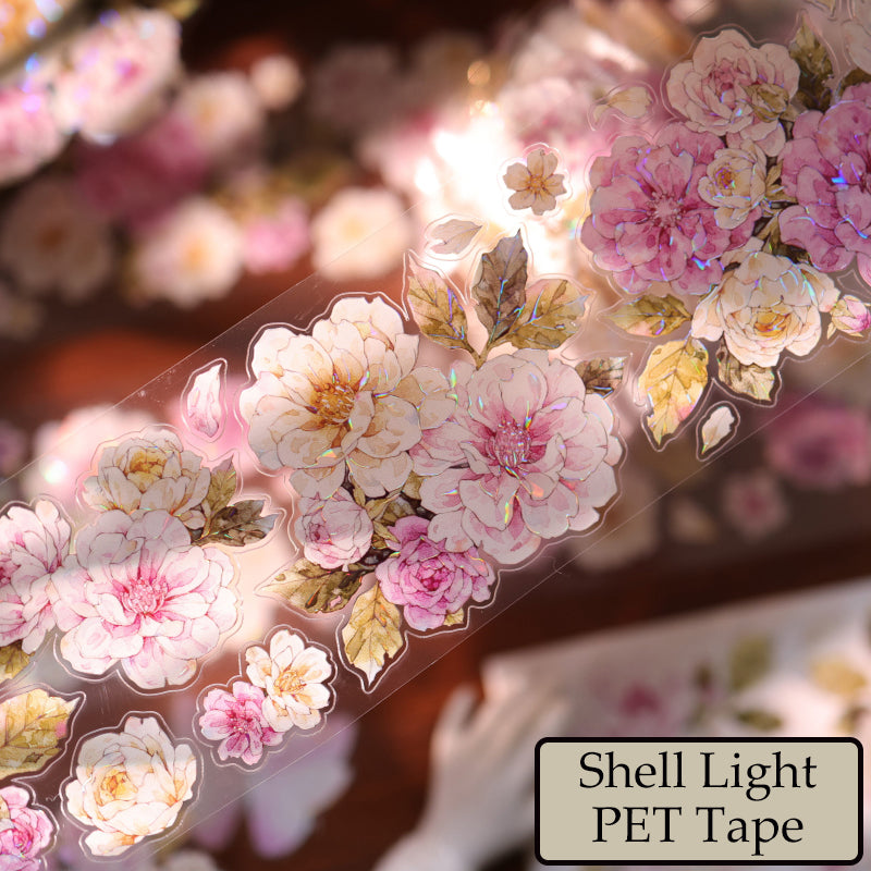 Peach Fog White Flower Die-Cutting Washi Tape - Sample 100cm