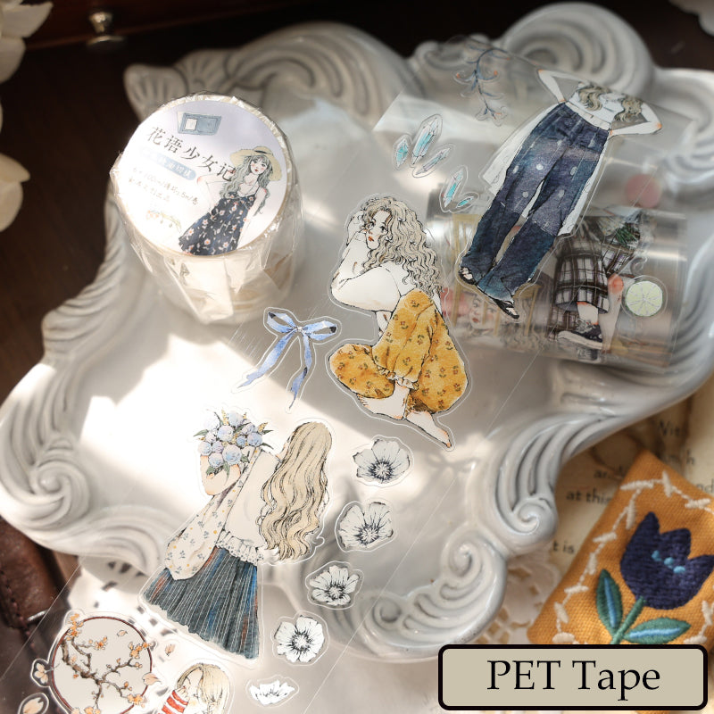 6cm*100cm Story of the Flower Girl Die Cutting Washi/PET Tape