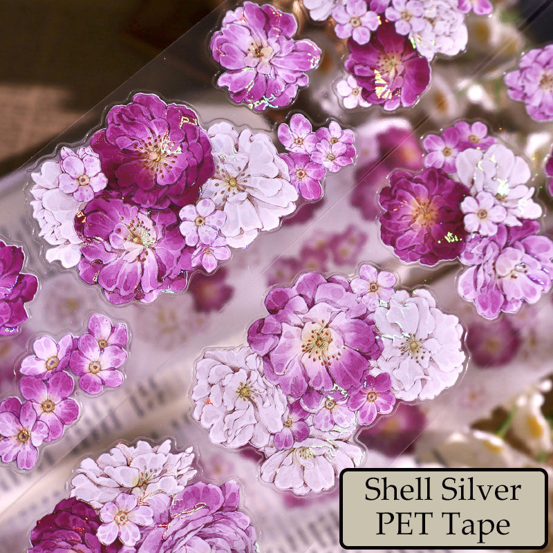 Whole Roll 5.5cm*5m Mei Sha Die Cutting Washi/PET/Shell Silver PET Tape