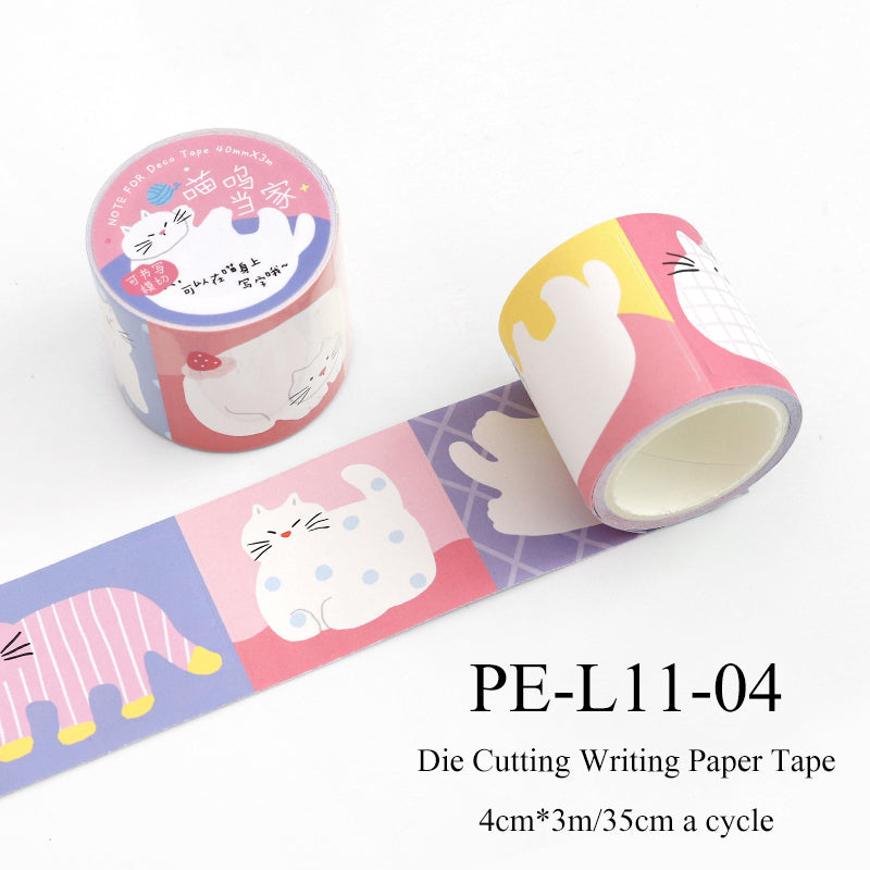 Flat Cat Diary Series Die Cutting Writing Paper Tape