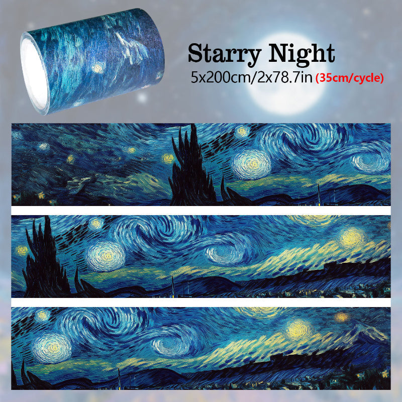 Starry Night Washi Tape featuring star designs for journaling, scrapbooking and collage