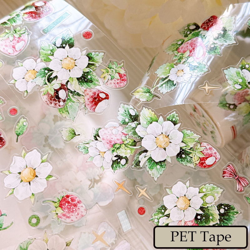 6cm*100cm Raspberry Flower Die Cutting Washi/PET Tape