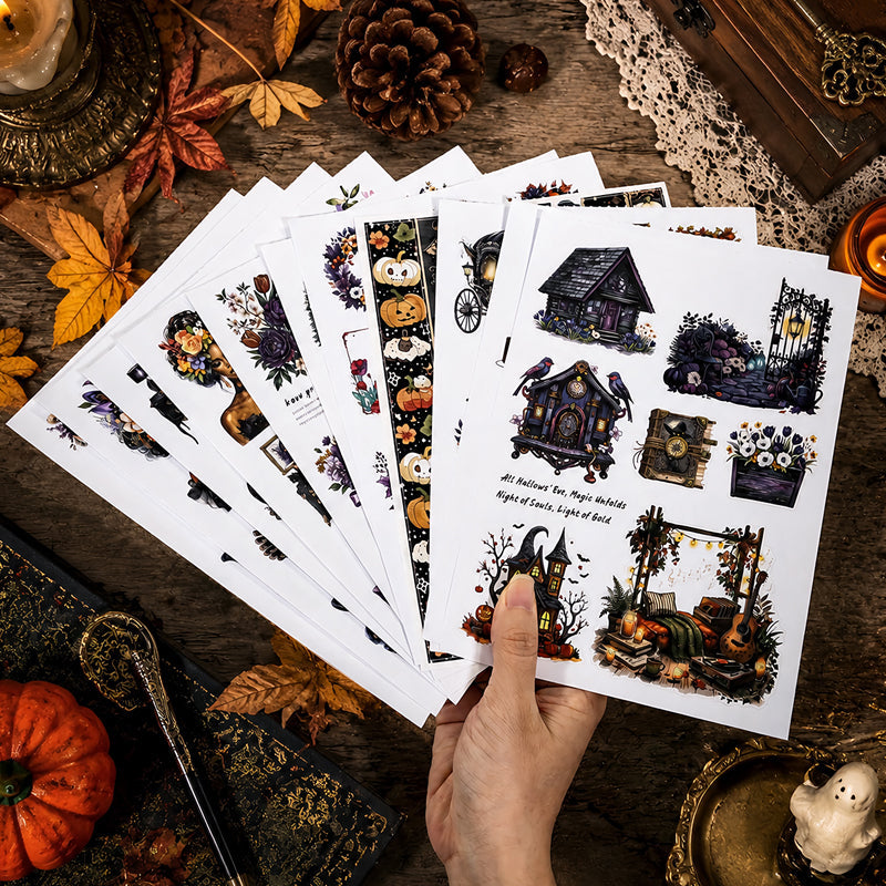 The Witch's Manor Sticker Book featuring book designs for journaling, scrapbooking and collage