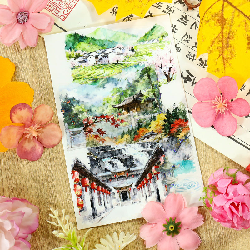 Landscapes Come To Life Shell Light PET Tape featuring light designs for journaling, scrapbooking and collage