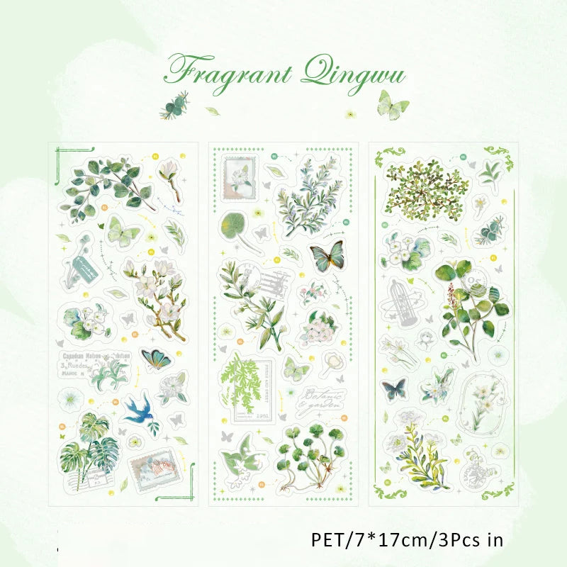 Vintage Plant Guide Sticker Set – Cottagecore Scrapbooking & Bullet Journal Sticker