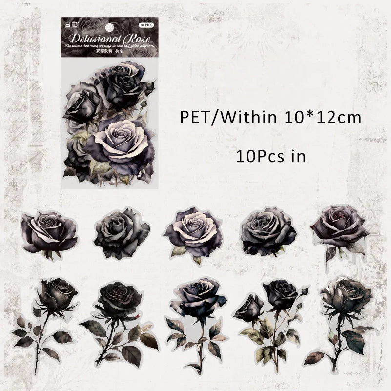 Dreamy Rose Sticker Sheet – Aesthetic Romantic Journaling & Scrapbook Sticker
