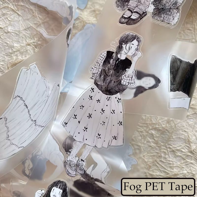 Whole Roll 5cm*10m Little black Die Cutting Washi/PET/Fog PET Tape