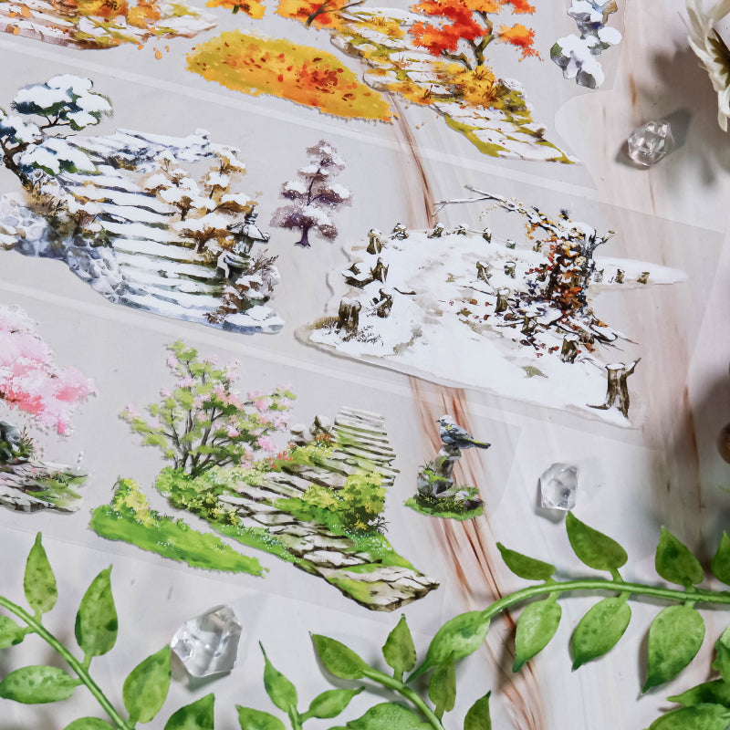 Whole Roll 6cm*5m Four seasons meandering PET Tape featuring sea designs for journaling, scrapbooking and collage
