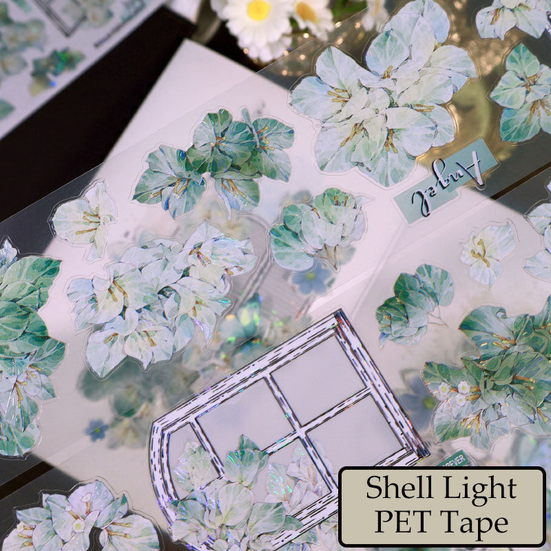 6cm*100cm Flower Architrave Die Cutting Shell Light Washi/PET Tape