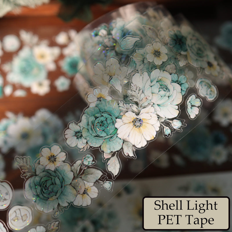 Blue Purple Flower Die-Cutting Washi Tape - Whole Roll 5.5cm×5m