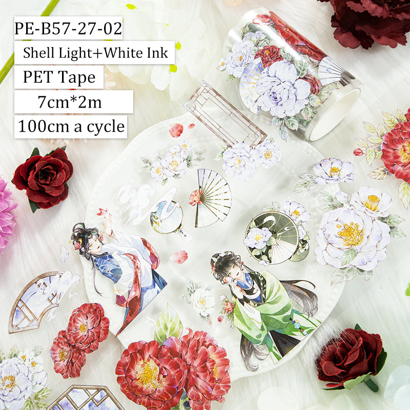 Red peony beauty Die Cutting Washi/Shell Light PET Tape