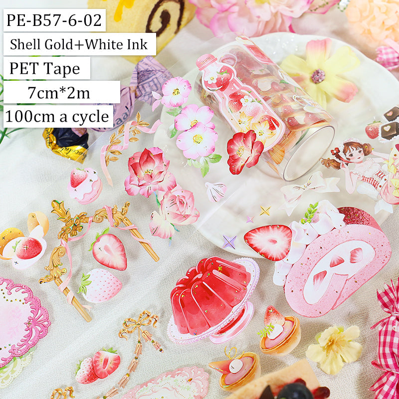 Strawberry ice cream pudding Die Cutting Washi/Shell Gold PET Tape