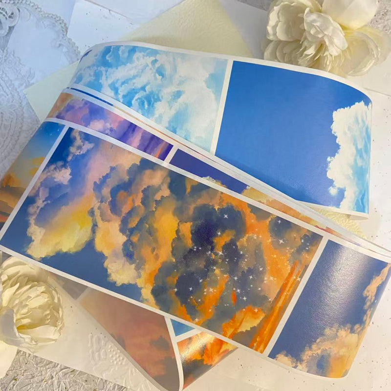 Whole Roll 10cm*6m The Realm of Flying Clouds Washi Tape featuring cloud designs for journaling, scrapbooking and collage