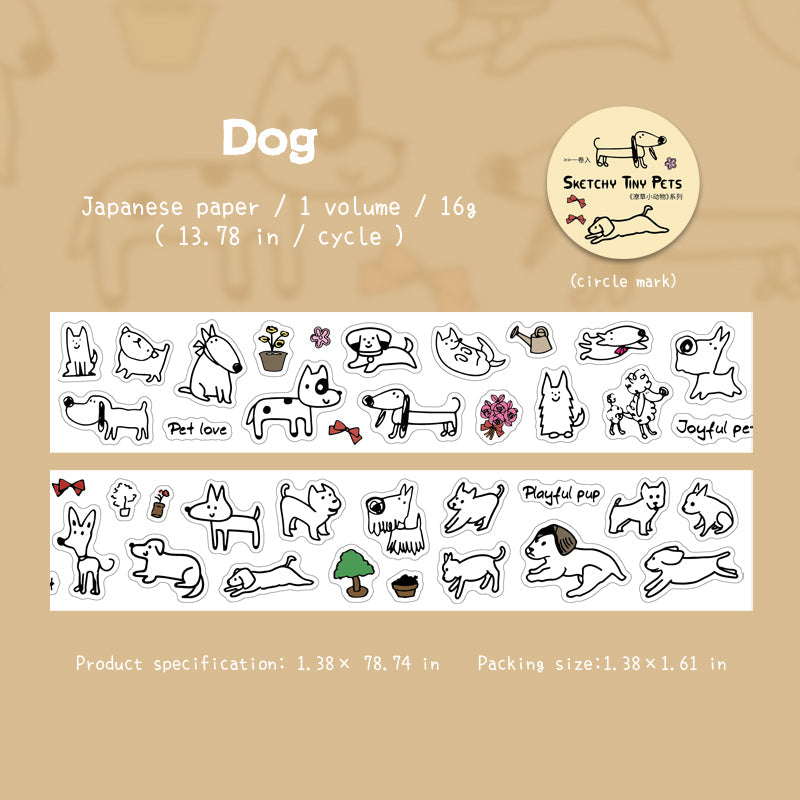 Sketchy Tiny Pets Series Die Cutting Washi Tape