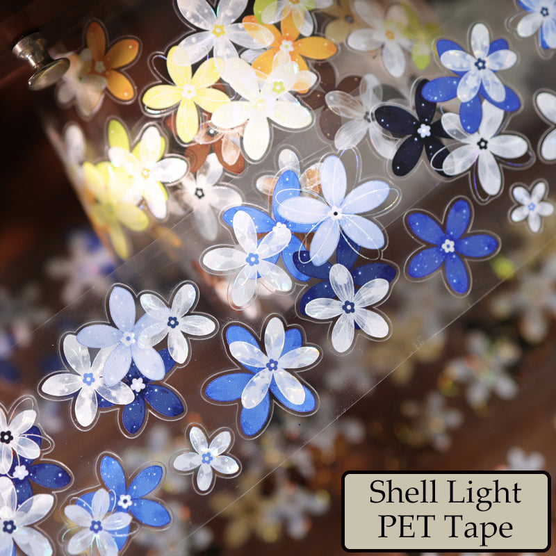 Whole Roll 5.5cm*5m Field Of Flower Die Cutting Shell Gold/Shell Silver/Shell Light PET Tape