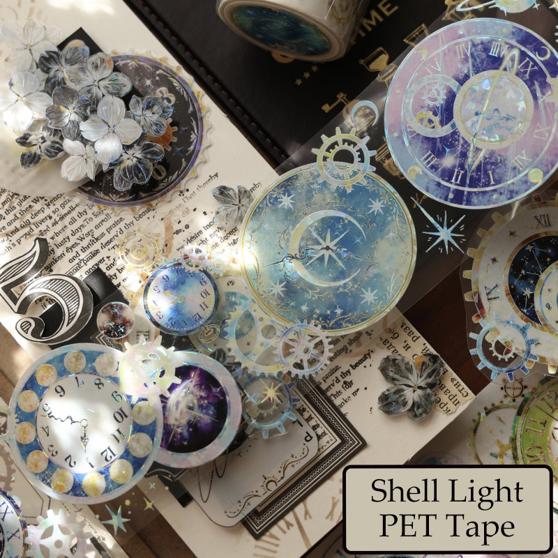6cm*100cm Clock gears Shell Light Washi/PET Tape