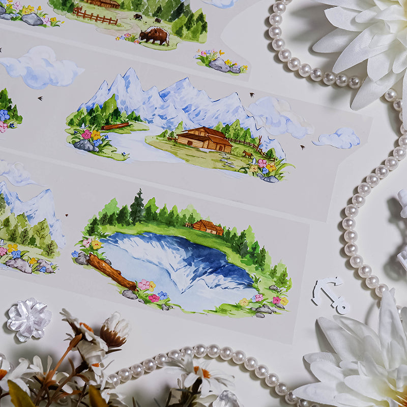 7cm*100cm Villages Pastures PET Tape for journaling, scrapbooking and collage