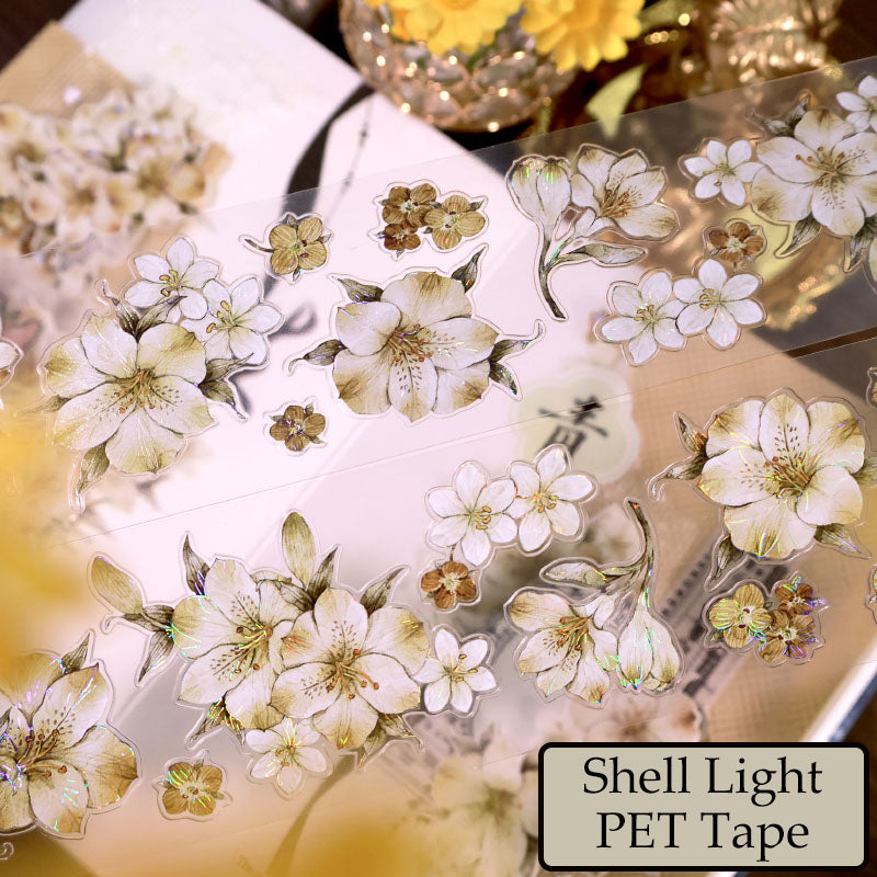 Whole Roll 5cm*5m Brown Tea Shadow Die Cutting Shell Light Washi/PET Tape