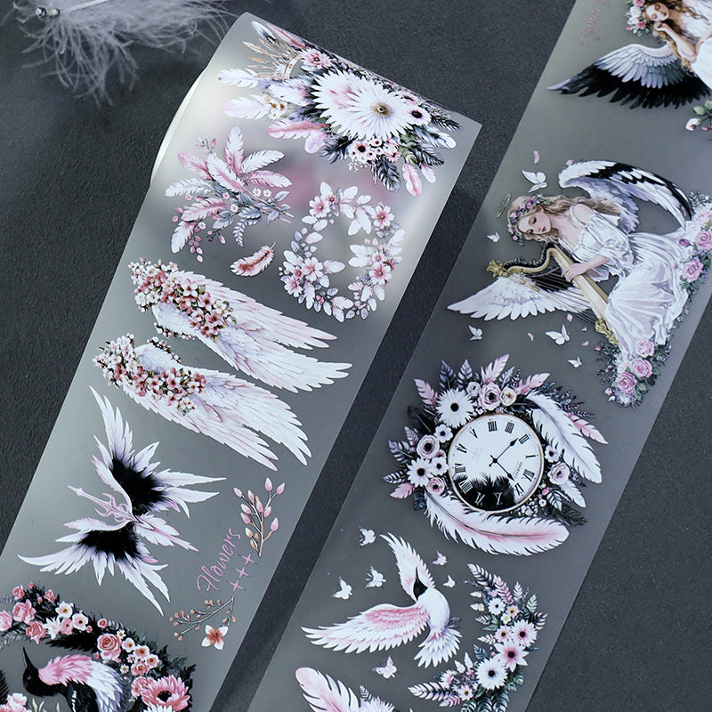 Angel Feathers Fog PET Tape for journaling, scrapbooking and collage
