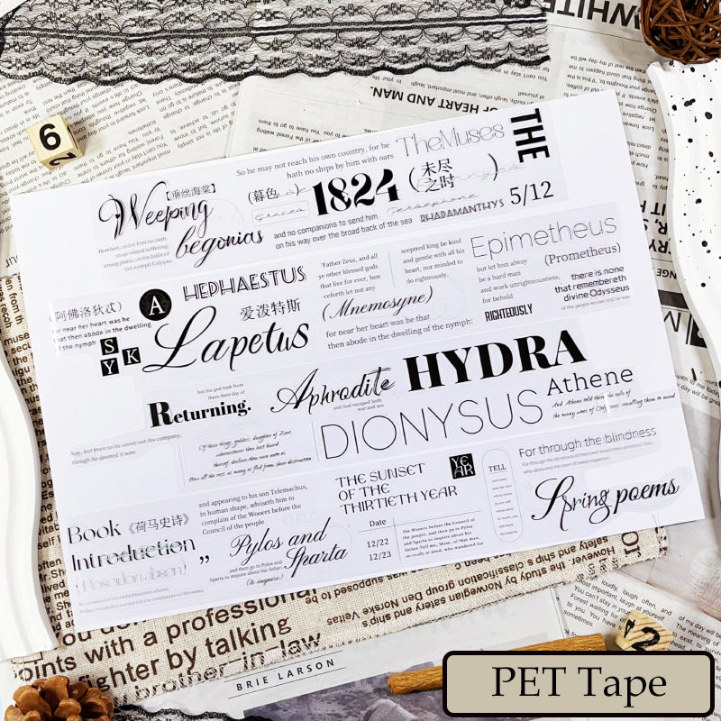 5cm*100cm Retro script Die Cutting Synthetic Paper/PET Tape