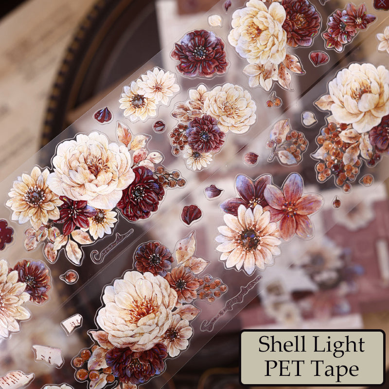 5.5cm*125cm Peony Flower Narrative Die Cutting Washi/PET/Shell Light Washi/PET Tape