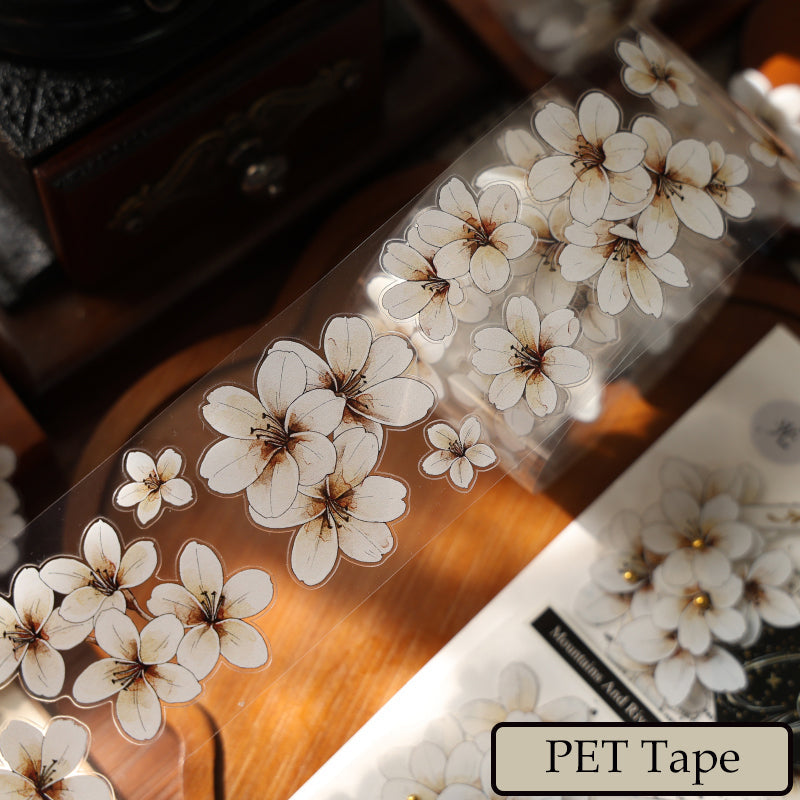5cm*100cm Little White Flower Die Cutting Washi/PET Tape