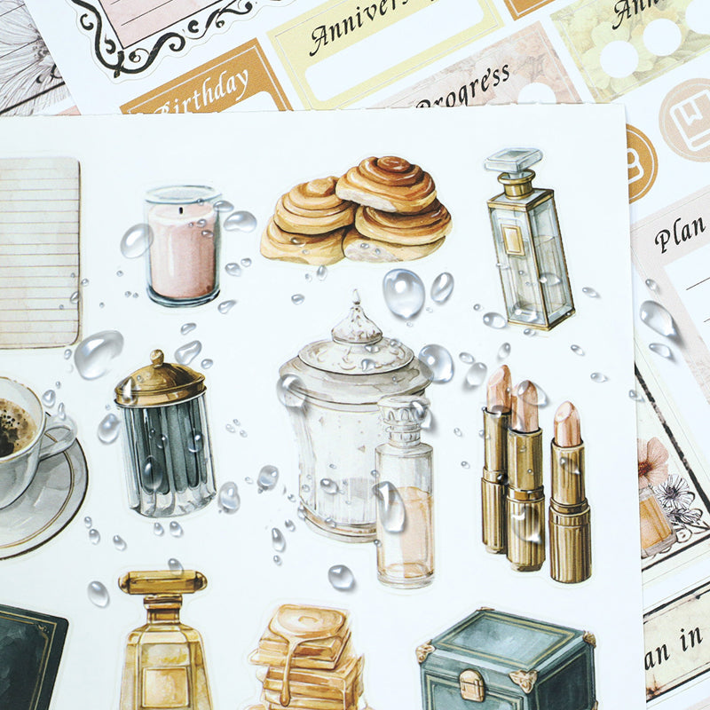 Retro Diary Sticker Book featuring retro, and book designs for journaling, scrapbooking and collage
