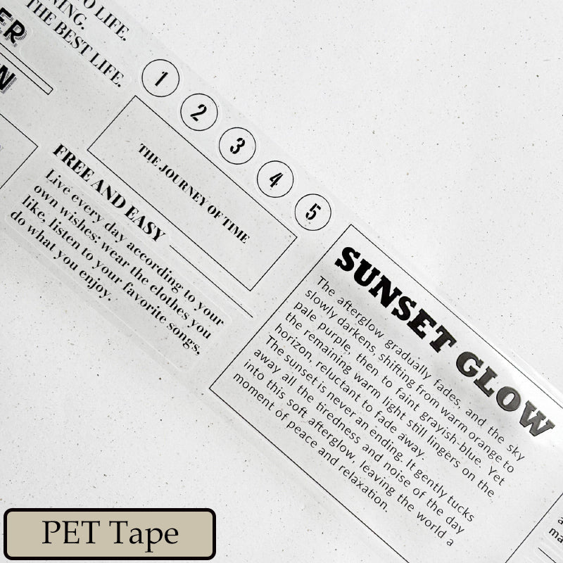Whole Roll 6cm*5m Time Gap Die Cutting Washi/PET Tape