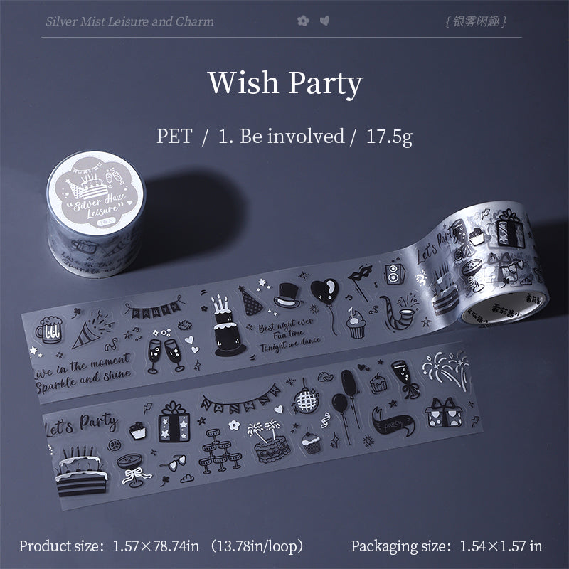 Silver Mist Leisure Series Die Cutting Silver Stamping Fog PET Tape