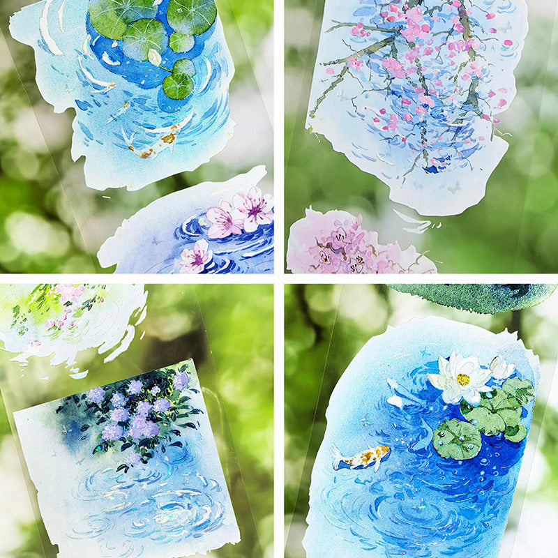 Whole Roll 6.5cm*4.4m Spring Water Shell Light PET Tape featuring spring, and light designs for journaling, scrapbooking and collage