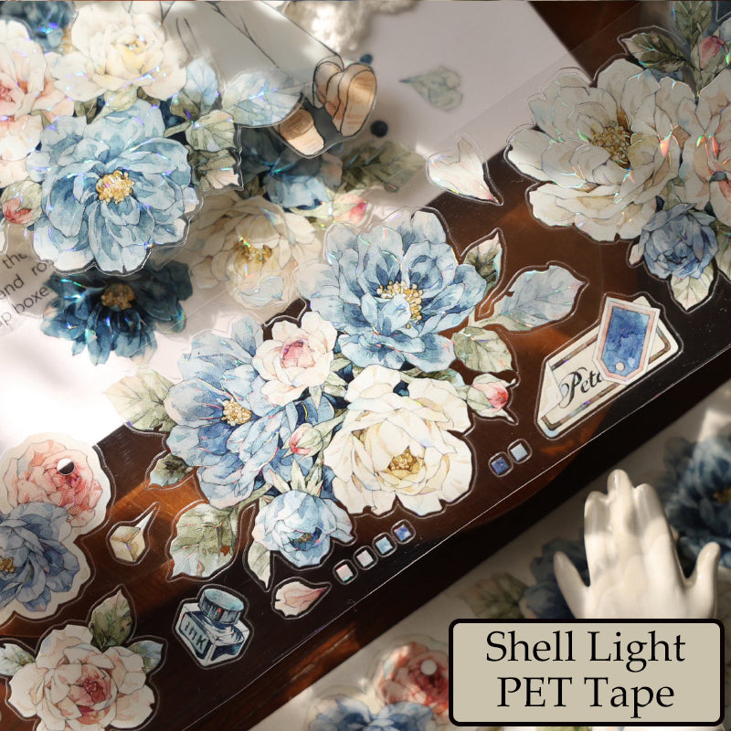 Whole Roll 5.5cm*5m Dream Painting blue Die Cutting Washi/PET/Shell Light PET Tape