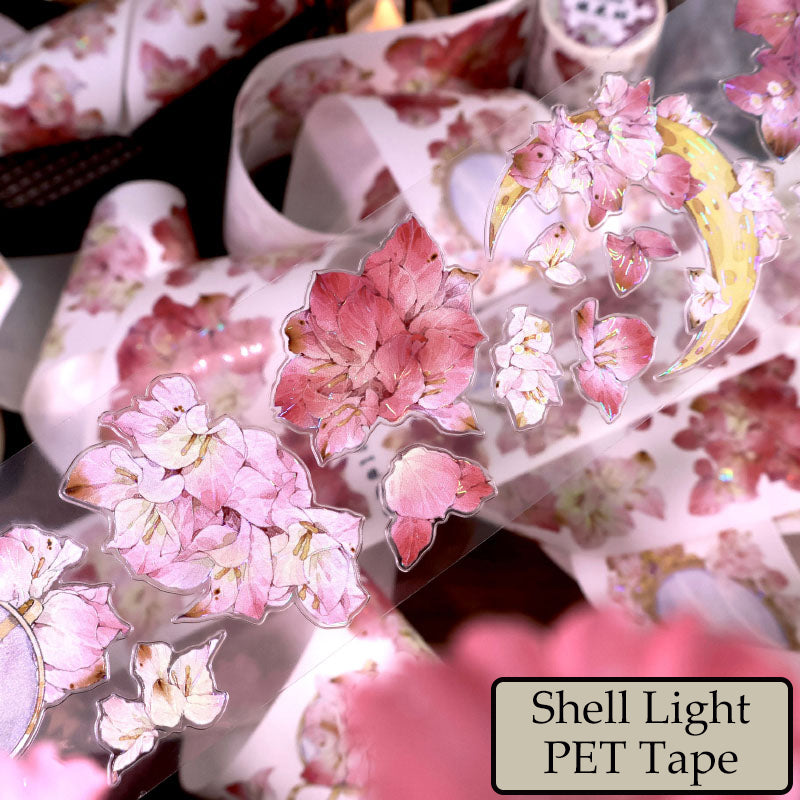 Whole Roll 6cm*5m Flower Mirror Die Cutting Shell Light Washi/PET Tape