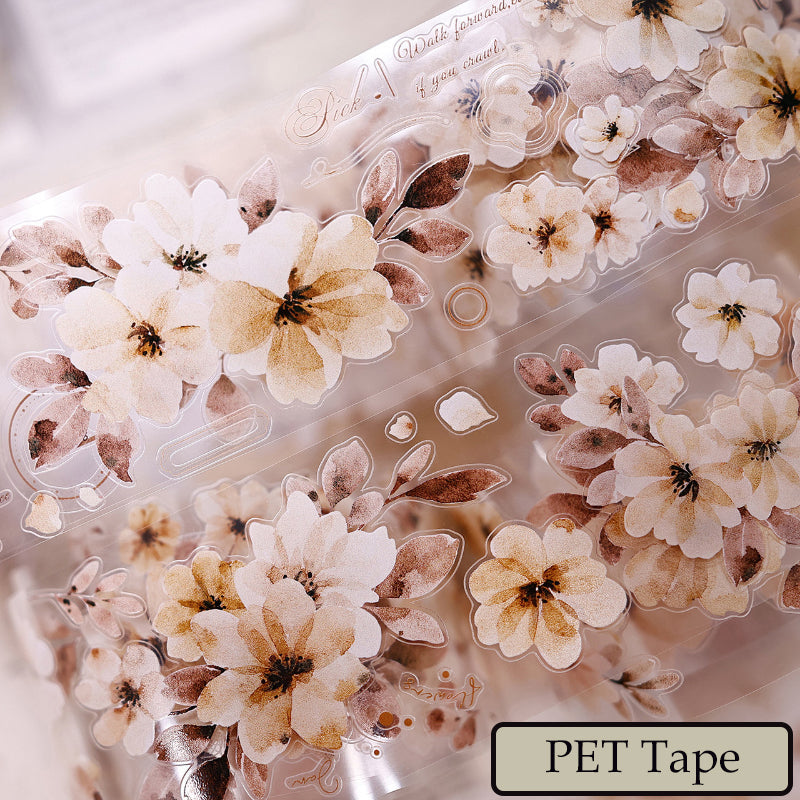 Whole Roll 5.5cm*6m Warm yellow branches Die Cutting Washi/PET Tape