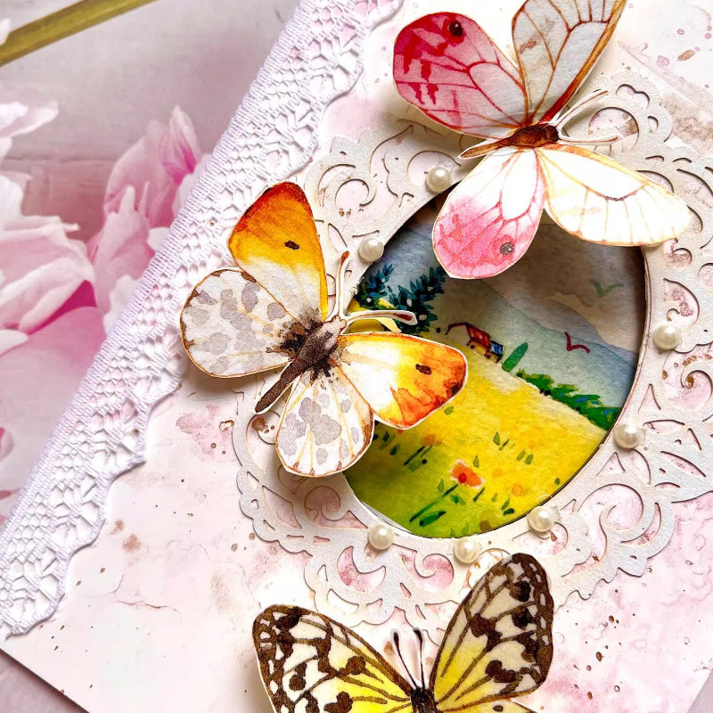 5cm*125cm Butterfly Identification Guide Die Cutting Washi Tape featuring butterfly, and cat designs for journaling, scrapbooking and collage