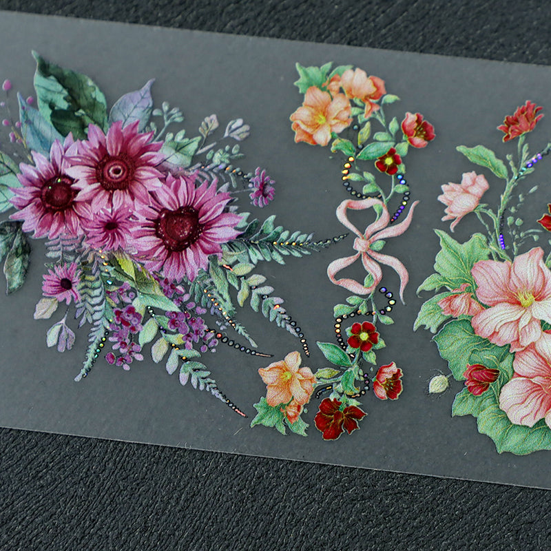 Warm Toned Floral Painting Shell Silver Fog PET Tape