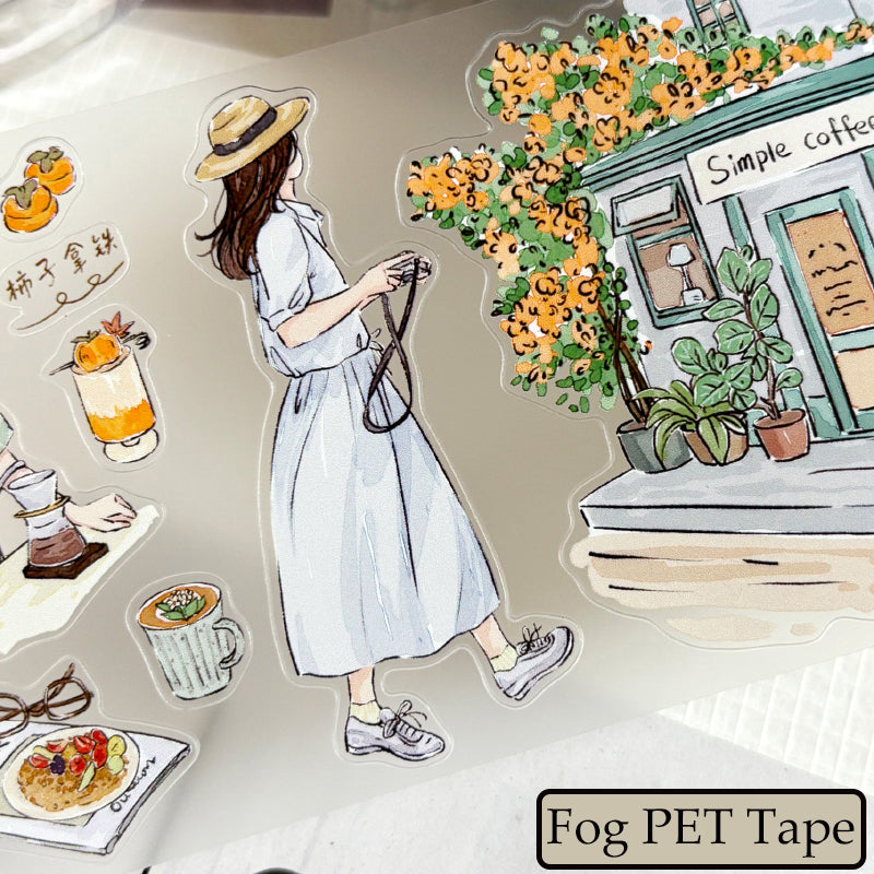 Whole Roll 7.5cm*5m Coffee Lover Die Cutting Washi/PET/Fog PET Tape