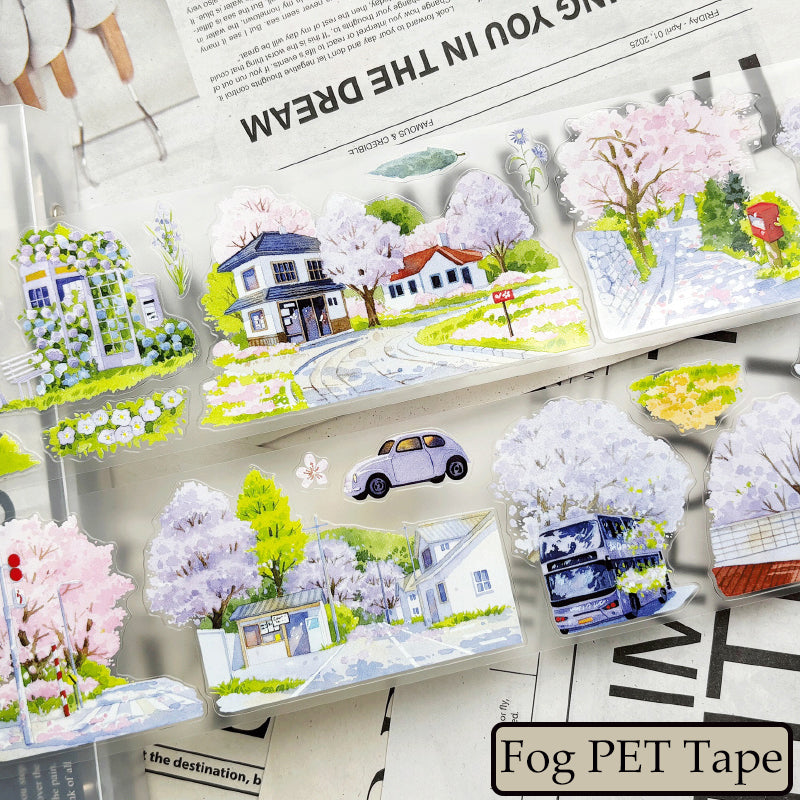 7cm*102cm Spring Day Street Die Cutting Washi/PET/Fog PET Tape