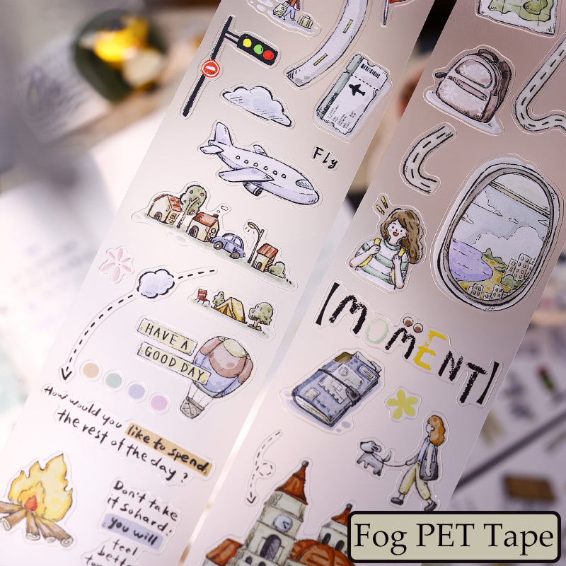 Whole Roll 5.5cm*5m The Journey Die Cutting Washi/Fog PET Tape