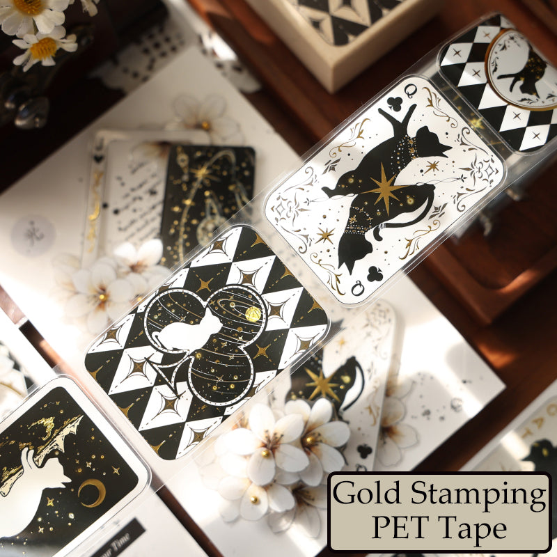 Whole Roll 4.5cm*5m Star Brand Diary Die Cutting Gold Stamping Washi/PET Tape