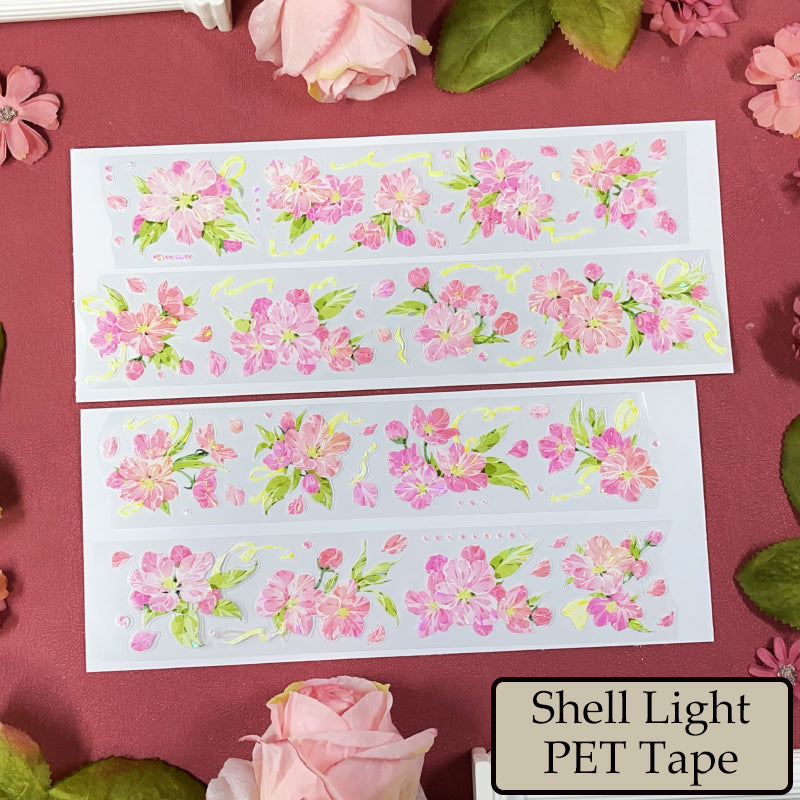 Whole Roll 5cm*5m Pine Ccented flower Washi/Self-adhesive/Shell Light PET Tape