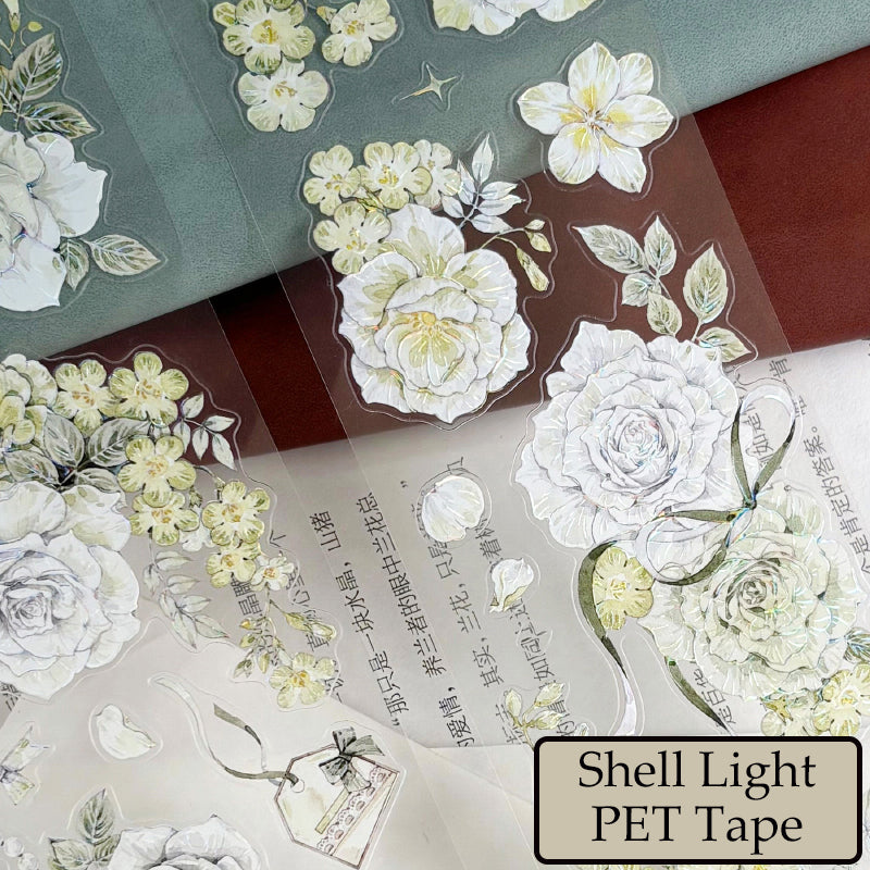 Green Flower Bud Die-Cutting Washi Tape - Whole Roll 6cm×5m
