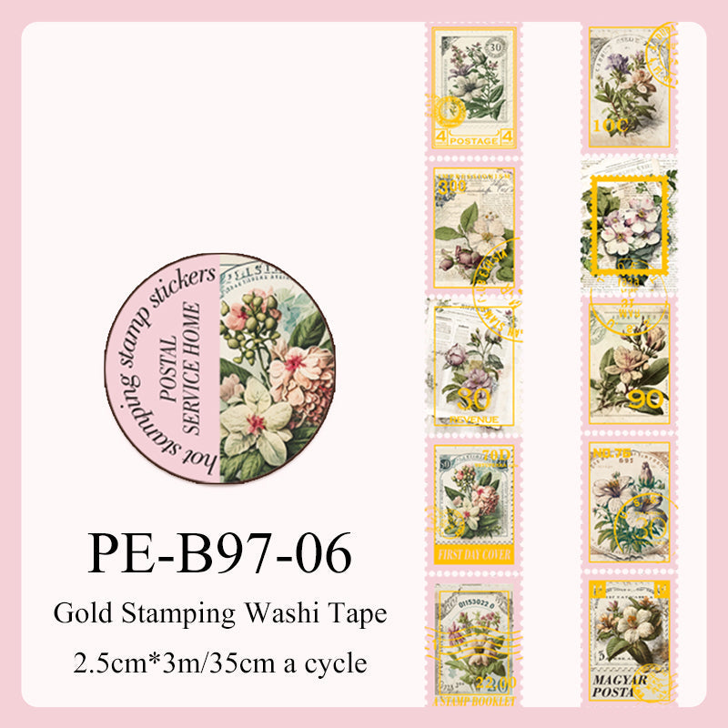 Postal Home Series Gold Stamping Washi Tape