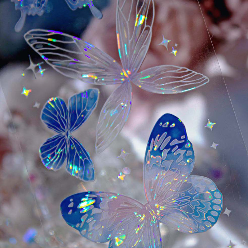 6cm*100cm Hyaline Feather Shell Light PET Tape featuring light designs for journaling, scrapbooking and collage