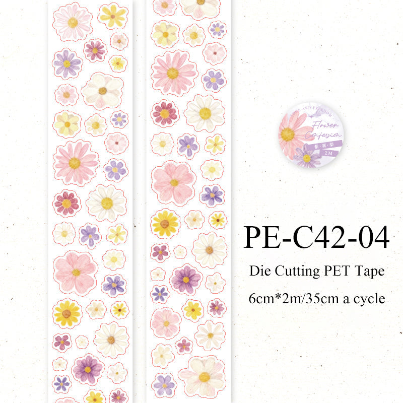 Daisy flower journal series Die Cutting PET Tape