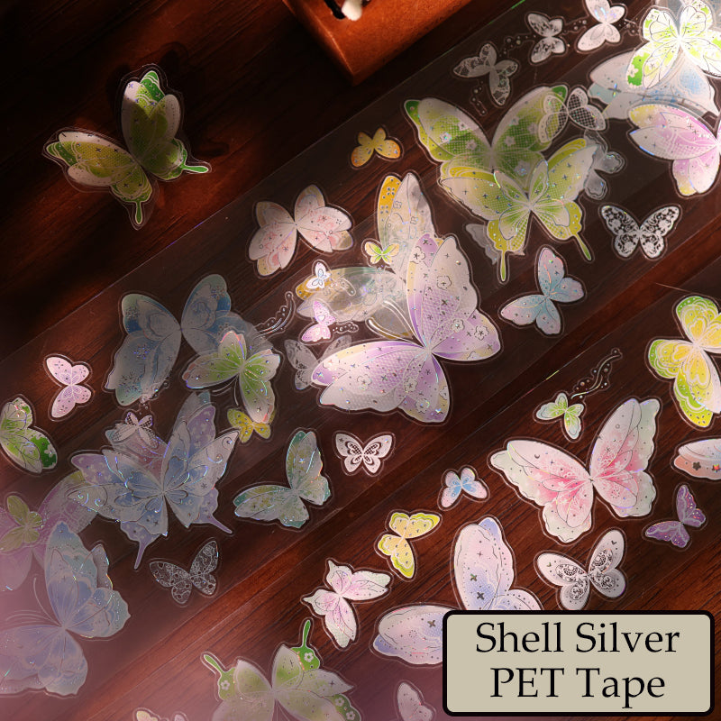 5.5cm*100cm Butterfly Dream Disc Die Cutting Shell Gold/Shell Silver PET Tape